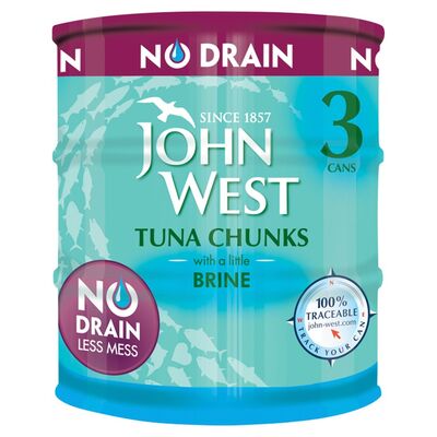 John West No Drain Tuna Chunk Brine 3 Pack 110g