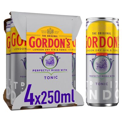 Gordons Gin & Tonic Can Pack 4 x 250ml