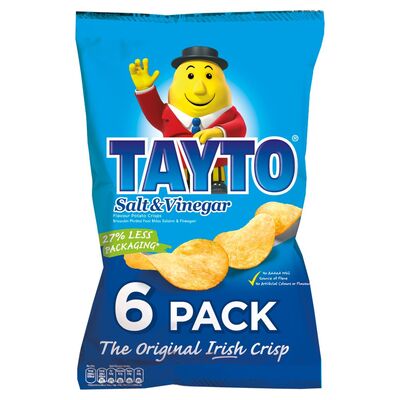 Tayto Salt & Vinegar Crisps 6 Pack 25g
