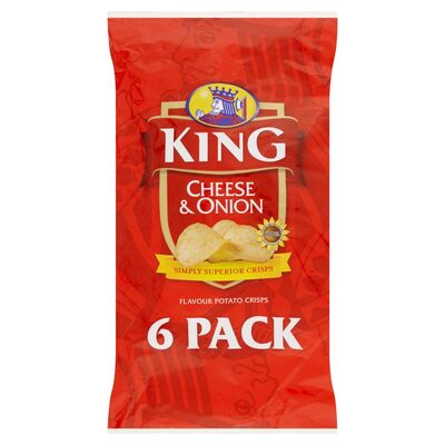 King Cheese & Onion Crisps 6 Pack 25g