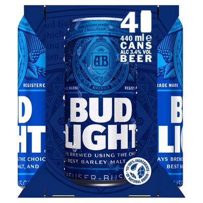 Bud Light Beer Can Pack 4 x 440ml 