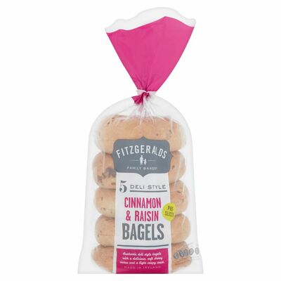 Fitzgeralds Cinnamon & Raisin Bagels 5 Pack 425g