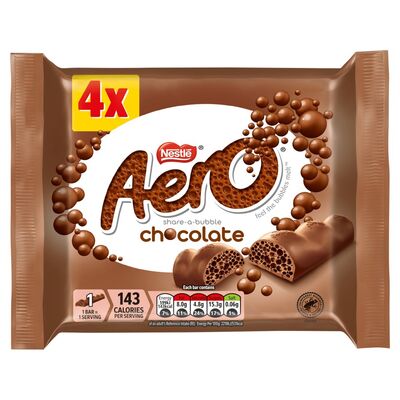 Aero Bubbly Milk Chocolate Bar 4 Pack 108g