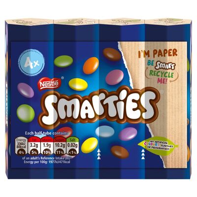 Smarties Milk Chocolate Tube 4 Pack 136g