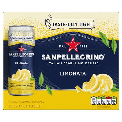 San Pellegrino Cans Lemon Sparkling Can 6 Pack 330ml