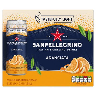 San Pellegrino Cans Orange Sparkling Can 6 Pack 330ml