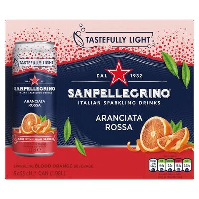 San Pellegrino Cans Blood Orange Sparkling Can 6 Pack 330ml
