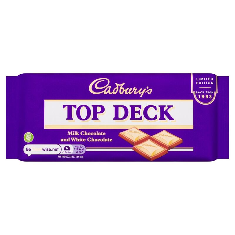 Cadbury Limited Edition Top Deck Milk Chocolate and White Chocolate 110g